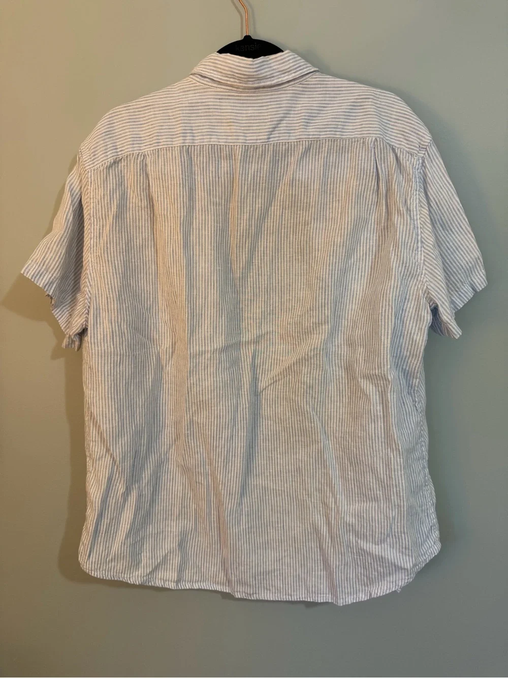 J. Crew Men's Short-Sleeve Button-Down Shirt in Blue and White Stripe